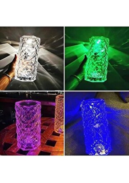 Kumandalı Kristal Masa Lambası Rgb Renk Değiştiren Gece Lambası 16 Renk 4 Mod Dokunmatik Kontrol