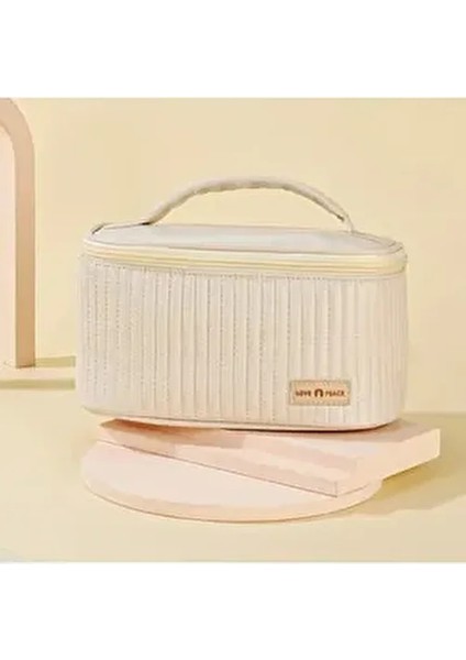 Vega Suni Deri Kapitone Makyaj Düzenleyici Çantası Bej Renkli Şık Tasarım fiyatları