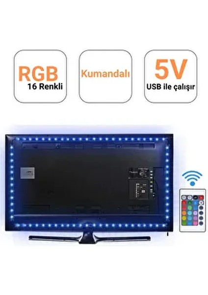 Dükkan RGB Şerit LED Iç Mekan 2 Metre Kumandalı Renkli Işıldak | Enerji Tasarruflu Animasyonlu indirimleri