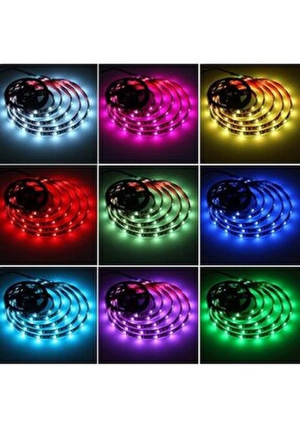 Dükkan RGB Şerit LED Iç Mekan 2 Metre Kumandalı Renkli Işıldak | Enerji Tasarruflu Animasyonlu