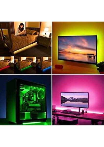 Dükkan RGB Şerit LED Iç Mekan 2 Metre Kumandalı Renkli Işıldak | Enerji Tasarruflu Animasyonlu