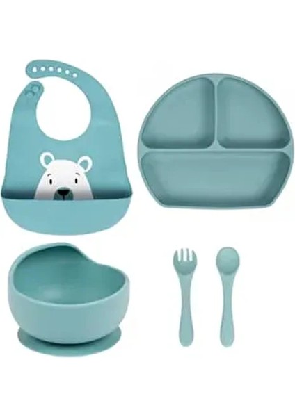 Mint Silikon Beslenme Seti 4lü BPA İçermez, Kırılmaz ve Ergonomik Tasarımlı