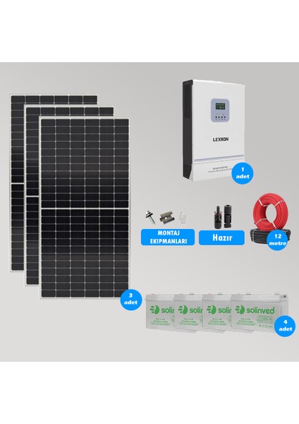 3kW Hazır Solar Bağ Evi Paketi Kolay Kurulum - Orta Paket