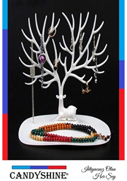 Geyik Tasarımlı Takı Standı Beyaz Renk ile Şık ve Kullanışlı 1 Parça fiyatları