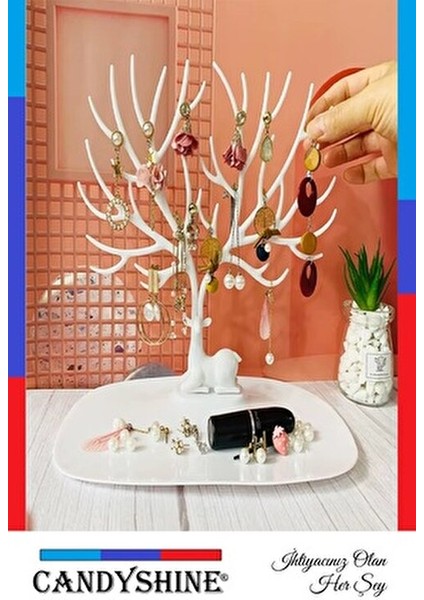 Geyik Tasarımlı Takı Standı Beyaz Renk ile Şık ve Kullanışlı 1 Parça modelleri