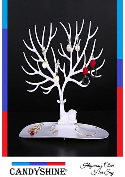 Geyik Tasarımlı Takı Standı Beyaz Renk ile Şık ve Kullanışlı 1 Parça fırsatları