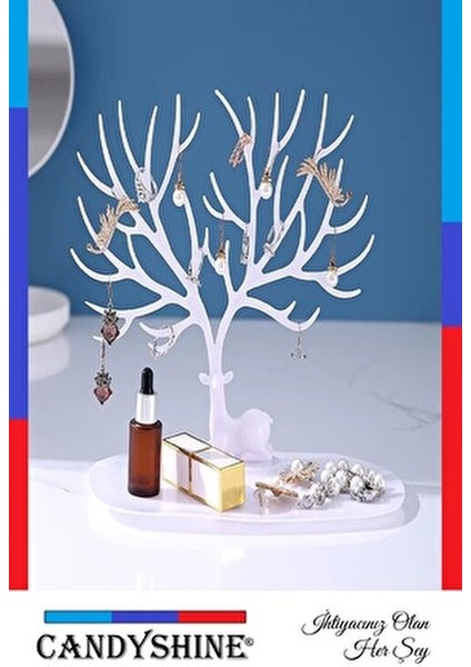 Geyik Tasarımlı Takı Standı Beyaz Renk ile Şık ve Kullanışlı 1 Parça