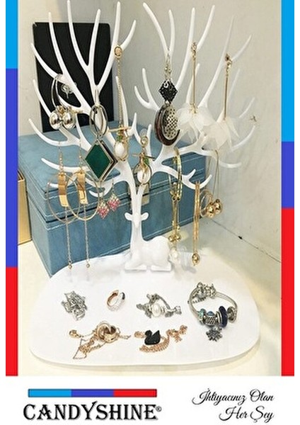 Geyik Tasarımlı Takı Standı Beyaz Renk ile Şık ve Kullanışlı 1 Parça