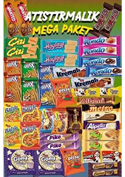 Atıştırmalık Mega Paket - 45 Parça Dev Abur Cubur Paketi