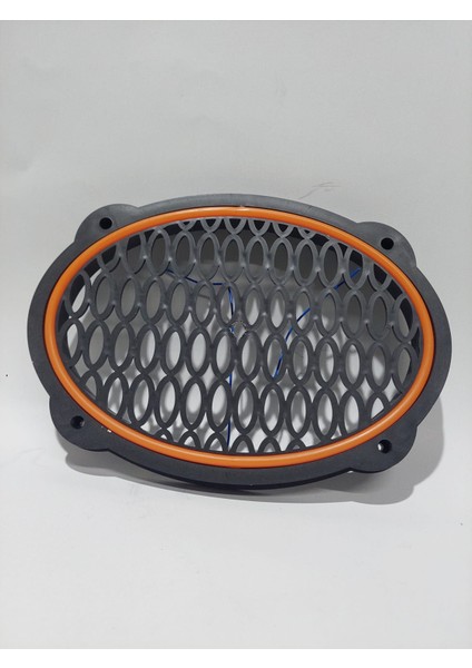 Turuncu-Oval Silikon Şeritli LED Hoparlör Kapağı Çiftli
