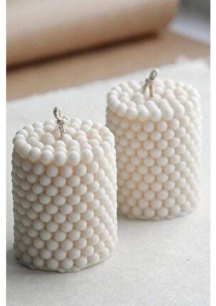 2 Li Bubble Silindir Mum Kokulu Pearl Vegan Mum