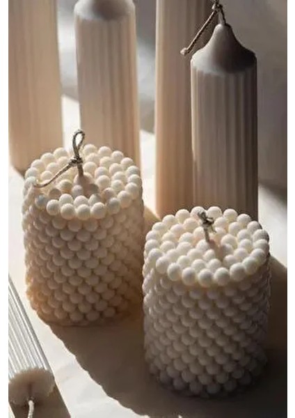 2 Li Bubble Silindir Mum Kokulu Pearl Vegan Mum fiyatları