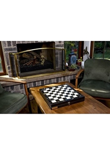 Premium Satranç Takımı, Eşsiz Metal ve Mermer Desenli Satranç Takımı, Metal Satranç