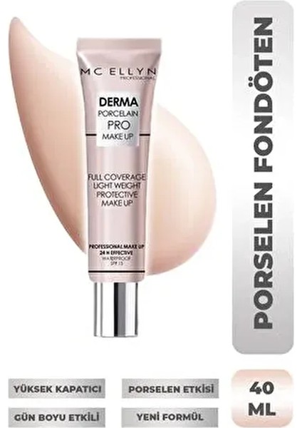 Saten Görünüm Porselen Fondöten Waterproof - 03 Buğday Ten