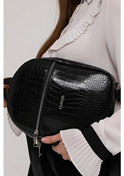 Kroko Siyah 2 Bölmeli Kadın Sırt Çantası fırsatları