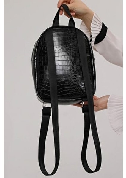 Kroko Siyah 2 Bölmeli Kadın Sırt Çantası indirimleri