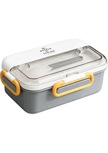 Bento Çelik Sefer Tası 900ML 1 Katlı 3 Bölmeli Pratik Yemek Kutusu