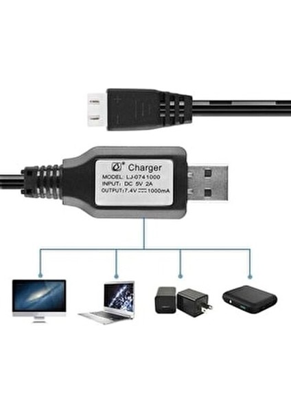 Dron USB Charger Şarj Kablo 2 Pın Inpt: 5V-0.5-2A Output 7.4V 1000MA Li-Ion Pil Şarj Rc Oyuncaklar fırsatları