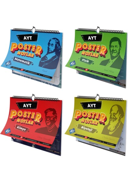 AYT Fizik-Kimya-Biyoloji-Matematik Sayısal Poster Notları Seti KR Akademi