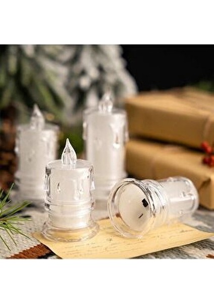 Alev Görünümlü Ayaklı Kristal Erimiş LED Mum 3'lü Alevli Eriyen Yapay Mum Pilli LED fırsatları