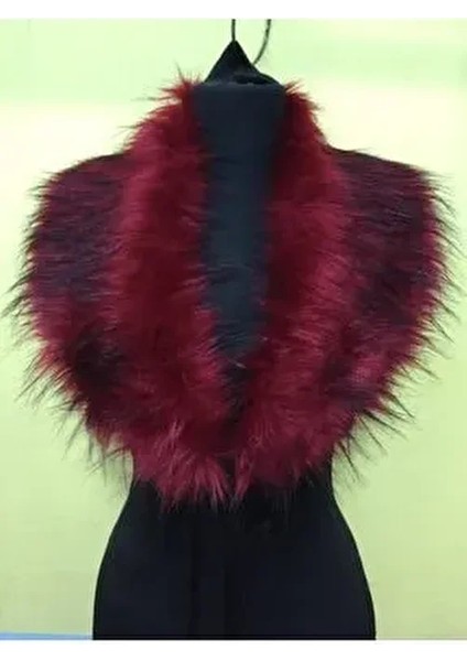Bordo Kürk Şal Yaka Içten Uzunlugu 82 cm