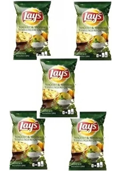 Lays Yoğurt Mevsim Yeşillikleri Süper Boy Cips 5 Adet Lays Yoğurt Süper*5