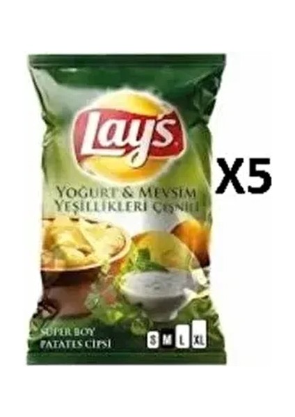 Lays Yoğurt Mevsim Yeşillikleri Süper Boy Cips 5 Adet Lays Yoğurt Süper*5 fiyatları