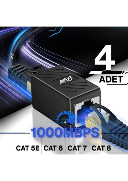 M13X Kablo BIRLEŞTIRICI/4 ADET-CAT5-CAT6-CAT7-CAT8-UYUMLU/LAN Kablosu Birleştirici Ara Aparatı