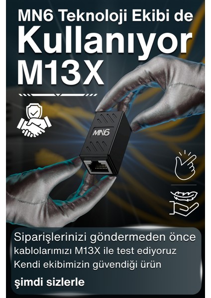 M13X Kablo BIRLEŞTIRICI/4 ADET-CAT5-CAT6-CAT7-CAT8-UYUMLU/LAN Kablosu Birleştirici Ara Aparatı