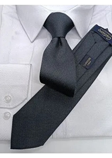 Füme Siyah Kum Desenli Slim Kravat