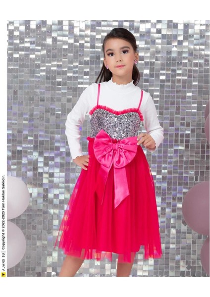 Kız Çocuk Tek Parça Elbise, Tüllü ve Payetli Balo Mezuniyet Barbie Konsepti