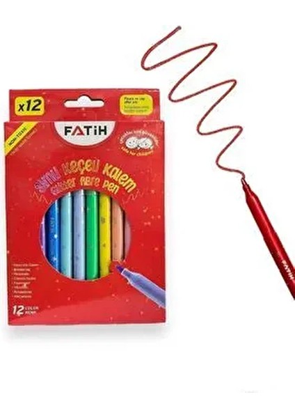 Simli Keçeli Kalem 12 Renk