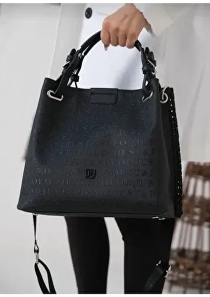 Kadın Siyah 5 Bölmeli Omuz Çantası Çapraz Postacı Çantası