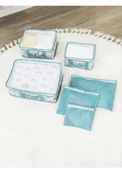 Bebek 6’lı Seyahat Seti,bebek Bakım Çantası Seyahat Bebek Hurcu Hastane Çıkışı Seti Düzenleyici