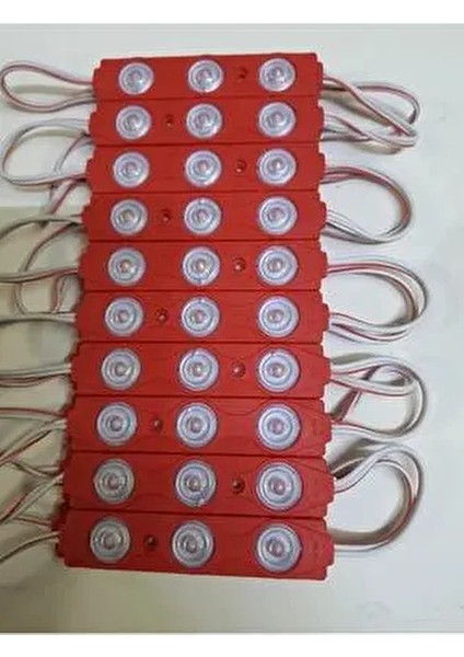 10 Adet 1.5 Watt Kırmızı Modül LED 2835 Mercekli 12 Volt