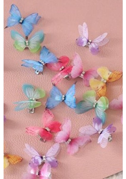 4'lü Renkli Kelebek Gerçekçi Kumaş Toka fiyatları