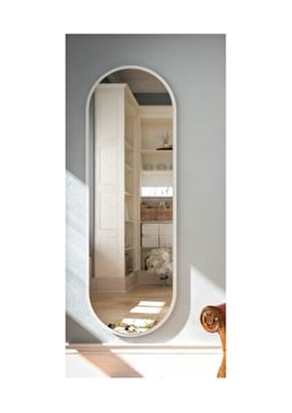 Beyaz Oval Dekoratif Boy Aynası 40X120 cm fiyatları