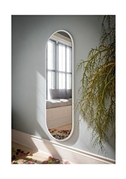 Beyaz Oval Dekoratif Boy Aynası 40X120 cm modelleri