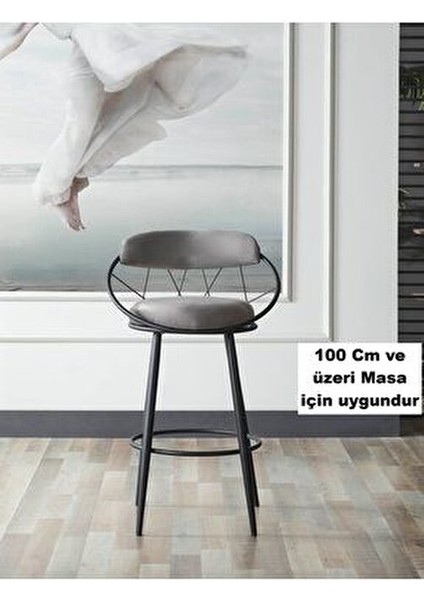 Relax Plus Tel Sandalye Modern Tasarım Kadife Oturumlu Mutfak-Cafe Metal Gövde