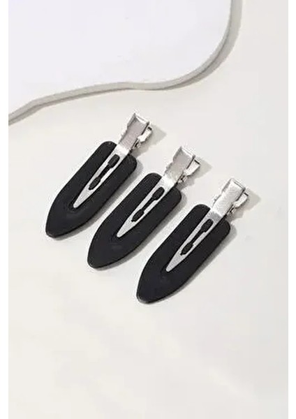 Kadın 3'lü Siyah Iz Yapmayan Saç Makyaj Cilt Bakımı Klips Toka Seti