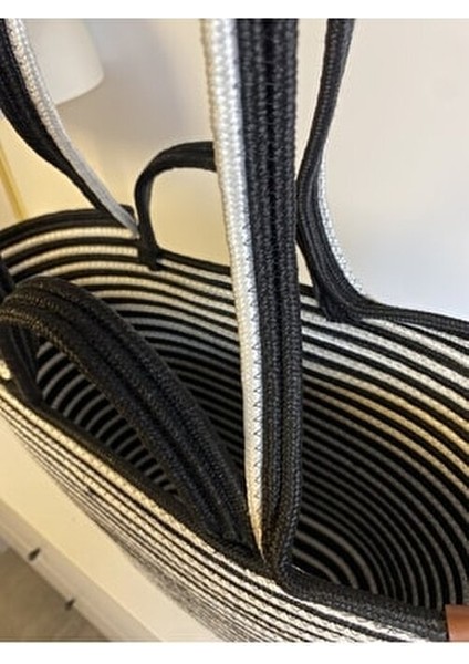 Zebra Desenli Jüt Plaj Çantası Vegan Materyal ile Şık Tasarım 0-15 lt Kapasite fiyatları