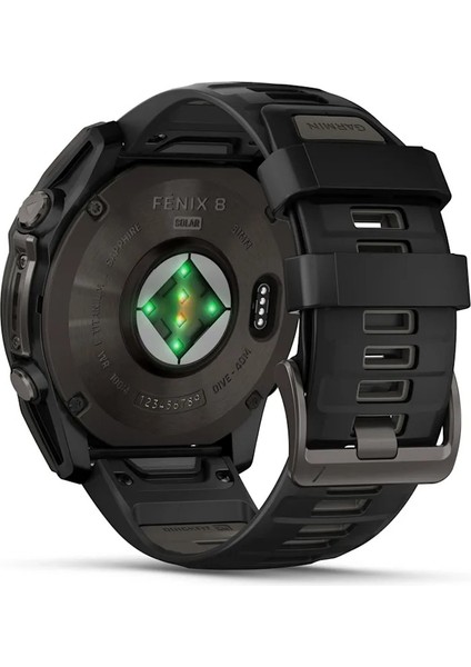 Fenix 8 – 51 mm Solar Sapphire Karbon Gri Dlc Titanyum ve Siyah/çakıl Grisi Silikon Kayış