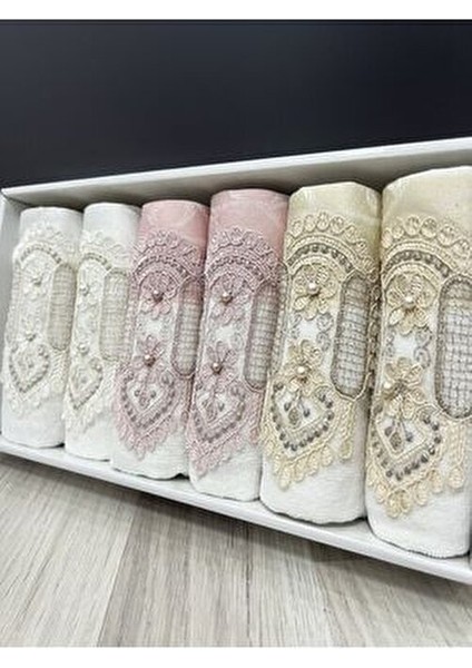6'lı Kutulu Mutfak Havlu Seti Güpürlü Saten Işlemeli 30X50 Boyut fiyatları