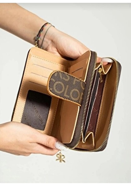 Kahverengi Kadın Yatay Cüzdan Suni Deri Malzeme ile Şık Tasarım modelleri