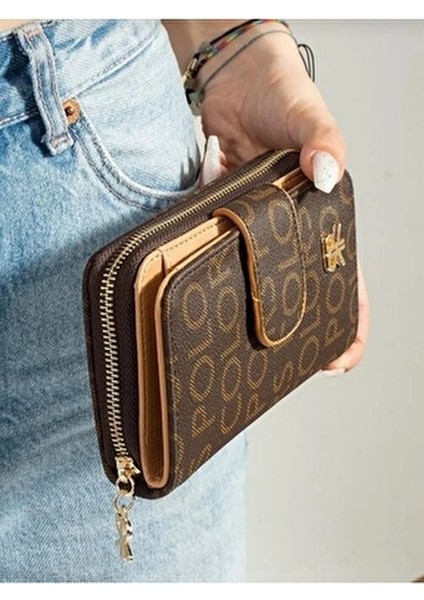 Kahverengi Kadın Yatay Cüzdan Suni Deri Malzeme ile Şık Tasarım fırsatları