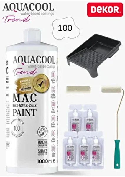 Akrilik Hobi Boya Pamuk Beyaz Rulo Katalizör Seti 1000 ml Çok Amaçlı Kullanım