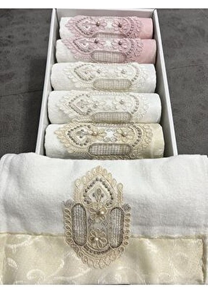 6'lı Kutulu Mutfak Havlu Seti Güpürlü Saten Işlemeli 30X50 Boyut indirimleri