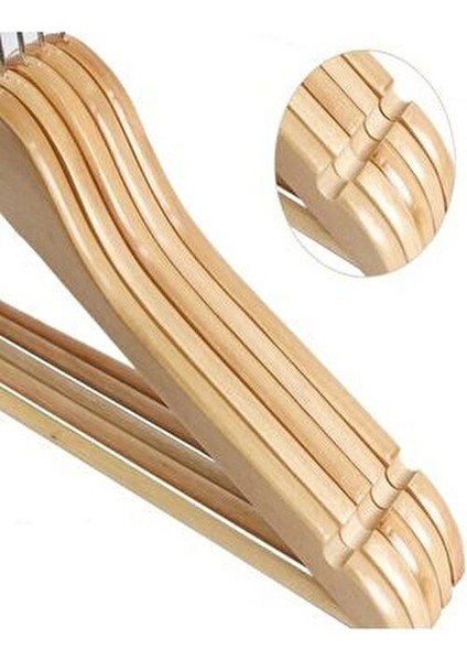 5 Li Paket Ahşap Askı Naturel Kıyafet Elbise Gömlek ve Pantolon Askısı 5 Adet modelleri