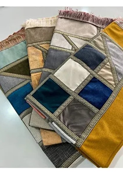 4 Adet Kırkyama Patchwork Kadife Astarlı Hediyelik Seccade Çeyizlik Kullanım İçin