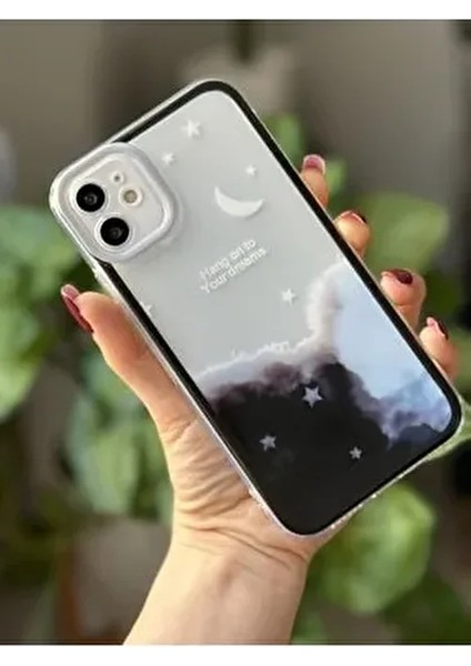 Iphone 11 Uyumlu Siyah Cyrstal Night Baskılı Şeffaf Kılıf
